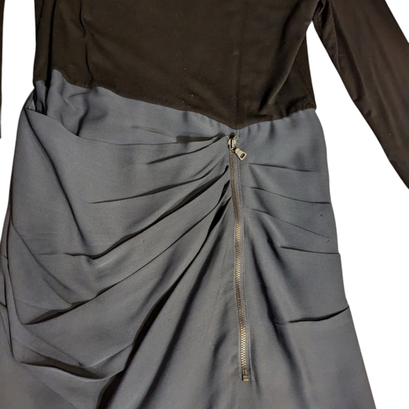 Alice & Olivia - Black & Blue Draped ruched career Classic Zip short Dress Sz 6 - Picture 3 of 9
